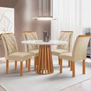 Ver imagem 1 de Mesa de Jantar 4 Lugares Kansas/Arthus com Vidro Cinamomo/Off White/Suede Cru 17991 - Cel Móveis