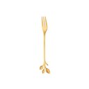 Ver imagem 2 de Cj 4 Garfos de Aço Inox para Aperitivos Leaves Dourado
