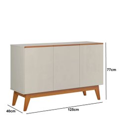 Buffet 3 Portas Pés Retrô Ares Lux Off White/Nature - Tebarrot - 3 Buffet 3 Portas Pés Retrô Ares Lux Off White/Nature - Tebarrot - 3