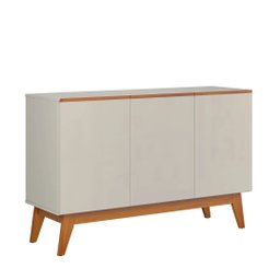 Buffet 3 Portas Pés Retrô Ares Lux Off White/Nature - Tebarrot - 2 Buffet 3 Portas Pés Retrô Ares Lux Off White/Nature - Tebarrot - 2