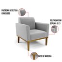 Ver imagem 5 de Sofá Namoradeira com 2 Poltronas Base de Madeira Fixa Castanho Marisa Suede D03 - D'Rossi Cinza