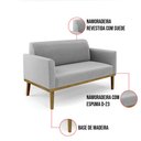 Ver imagem 6 de Sofá Namoradeira com 2 Poltronas Base de Madeira Fixa Castanho Marisa Suede D03 - D'Rossi Cinza