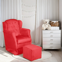 Ver imagem 2 de Puff e Poltrona Amamentação Balanço Quarto Baby Suede Vermelho - Incasa Decor