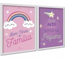 Ver imagem 1 de Kit 2 Quadros Bebê Menina - Lilás e Rosa 24x18cm - com Vidro:moldura Branca