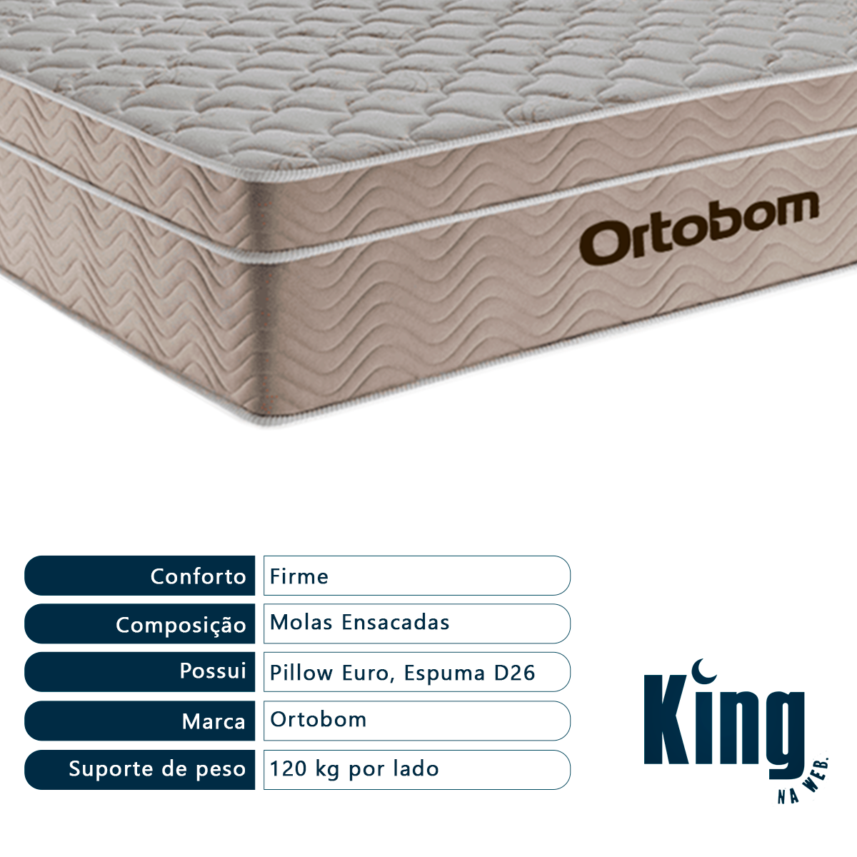 Cama Box Casal Ortobom com Baú Airtech Spring Pocket - Preto 138x188 - 2