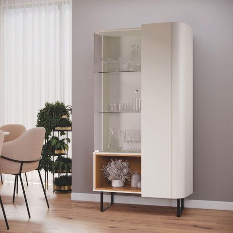 Cristaleira Th Shop 2 Portas 1 Prateleira MDP 92cm Off White