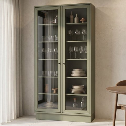Cristaleira 120cm 2 Portas com Vidro 100% MDF Sevilha Verde/Hill