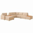 Ver imagem 2 de Sofá de Canto Modulado 347cm - 368cm 8 Lugares France Linho Bege - Sallar Home