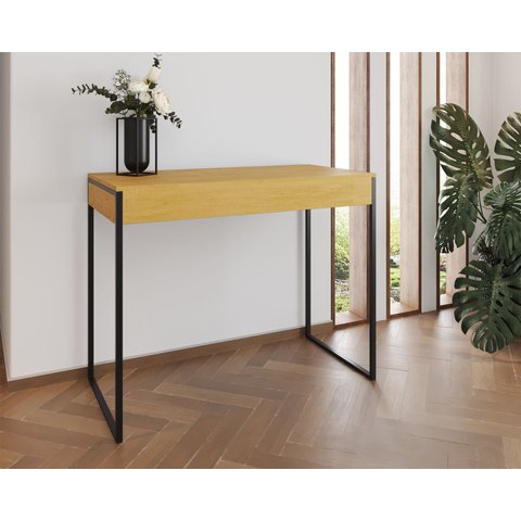Aparador Industrial Califórnia 137x40 Ferro Preto Tampo Canela