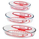 Ver imagem 1 de Cj 3 Assadeiras de Vidro Oval 26x18cm/30x21cm/35x24cm Biona