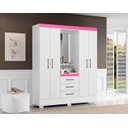 Ver imagem 2 de Guarda Roupa Paris 163cm com Espelho - Branco/rosa Flex Aramóveis