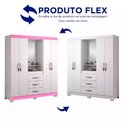 Ver imagem 3 de Guarda Roupa Paris 163cm com Espelho - Branco/rosa Flex Aramóveis
