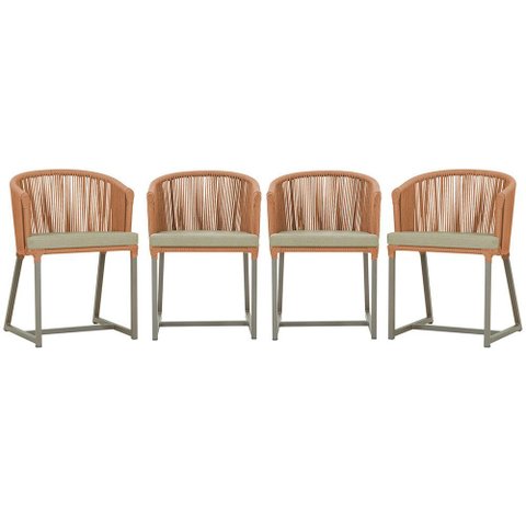 4 Cadeiras de Jantar Área Noronha em Alumínio com Pintura Fendi Corda Náutica E7 Trama Original
