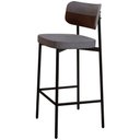 Ver imagem 3 de Kit 02 Banquetas Alta Bar Cozinha Sala de Jantar Aço Preto Kaira C01 Linho Cinza Courino Whisky - Ly