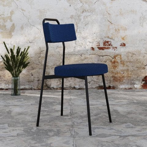 Cadeira de Jantar Stout Azul Jeans City Est.Preta