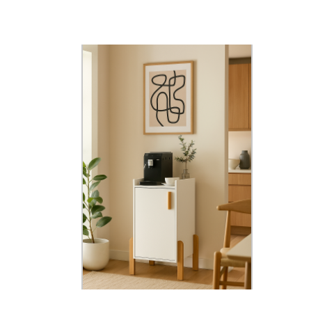 Armário Multiuso para Cantinho do Café – Branco / Cedro