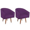 Ver imagem 1 de Kit 02 Poltronas Luiza Pés Palito Suede Roxo
