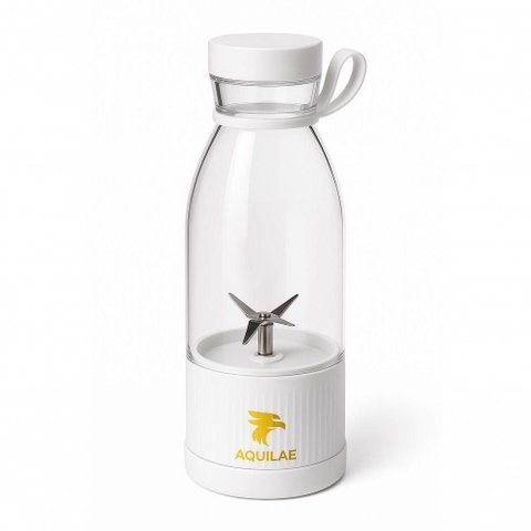 Mini Liquidificador Portátil Aquilae Garrafa 0.42L USB Recarregável Branco Bivolt