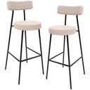 Ver imagem 1 de Kit 02 Banquetas Alta Cozinha Bar Sala Jantar Estrutura Em Aço Milão L02 Suede Bege - Lyam Decor