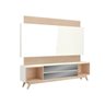 Painel 220cm + Rack com 2 Gavetas Espelhadas - Dalla Costa - Off White/Natural - 1