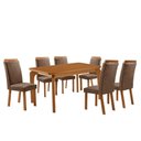 Ver imagem 3 de Mesa de Jantar Liz 6 Lugares Retangular MDF 180cm Creme com 6 Cadeiras Aline Moderna