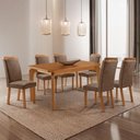 Ver imagem 1 de Mesa de Jantar Liz 6 Lugares Retangular MDF 180cm Creme com 6 Cadeiras Aline Moderna