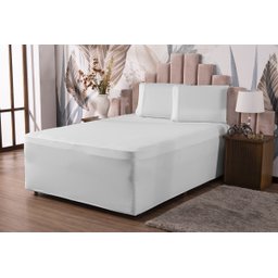 Lençol Queen Luva com Elástico Veste Colchão + Box Conjugado Malha Gel Spandex 1pç Branco - 1