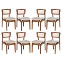 Ver imagem 1 de Kit 8 Cadeiras de Jantar Portugal em Madeira Imbuia Encosto Tela Rattan Linho Bege M58