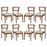 Kit 8 Cadeiras de Jantar Portugal em Madeira Imbuia Encosto Tela Rattan Linho Bege M58 - 1
