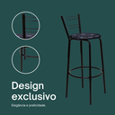 Ver imagem 4 de Kit 4 Banquetas para Balcão Bancada Cozinha Bistrô Ilhas Gourmet Bares Banco Flórida Preta
