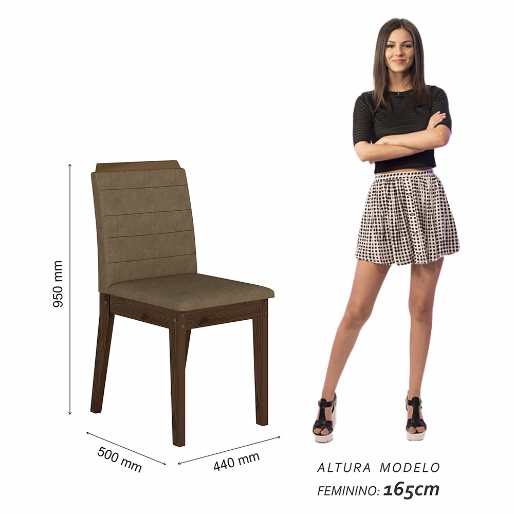 Mesa com 6 Cadeiras Qatar 1,60 Imb/carraro Bra/capu - Móveis Arapongas Imbuia/carraro Branco/ - 4