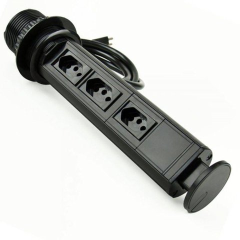 Torre Tomada Multiplug Embutir Mesa - Preto