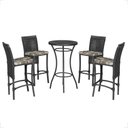 Ver imagem 1 de Mesa Bistrô e 4 Banquetas Roma Preta Corda Náutica Estofado 6 Trama Original