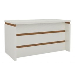 Mesa para Escritório Tamburato com Negativo 135cm - Dalla Costa - Off White/Freijó - 6