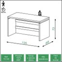 Ver imagem 3 de Mesa para Escritório Tamburato com Negativo 135cm - Dalla Costa - Off White/Freijó