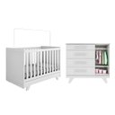 Ver imagem 1 de Kit Berço e Cômoda Retrô Peroba Branco Quarto Infantil