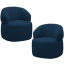 Ver imagem 1 de Kit 2 Poltronas Giratórias Sala de Estar Living Orgânico Carmen F04 Veludo Azul - Lyam Decor