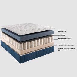 Cama Box Solteiro Colchão + Box 88x188x70 com Molas Ensacadas Robust 220 Azul Cama Inbox - 7