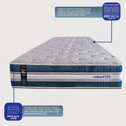 Cama Box Solteiro Colchão + Box 88x188x70 com Molas Ensacadas Robust 220 Azul Cama Inbox - 4