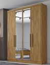 Ver imagem 1 de Guarda Roupa Solteiro Moderni 4 Portas com Espelho Cumaru - Novo Horizonte