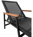 Ver imagem 5 de Espreguiçadeira Moderna Braços de Madeira Assento Encosto Tela Sling e Aluminio Preto