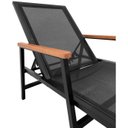 Ver imagem 5 de Espreguiçadeira Moderna Braços de Madeira Assento Encosto Tela Sling e Aluminio Preto