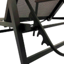 Ver imagem 2 de Espreguiçadeira Moderna Braços de Madeira Assento Encosto Tela Sling e Aluminio Preto