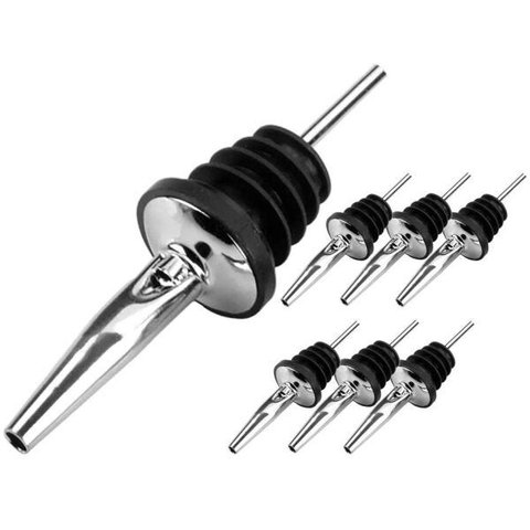 Bico Dosador em Aço Inox e Silicone para Garrafa 06 unidades