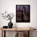Ver imagem 1 de Quadro Decorativo Violino Livros Antigos - 70x50cm:moldura Preta