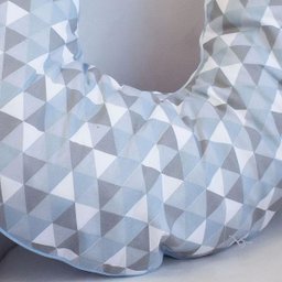 Almofada Amamentação Dupla Face Triângulos Azul Branco e Cinza - 3