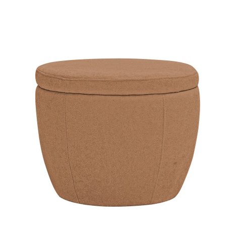 Puff Decorativo Redondo Kaira Bouclé Terracota - Nexta Casa
