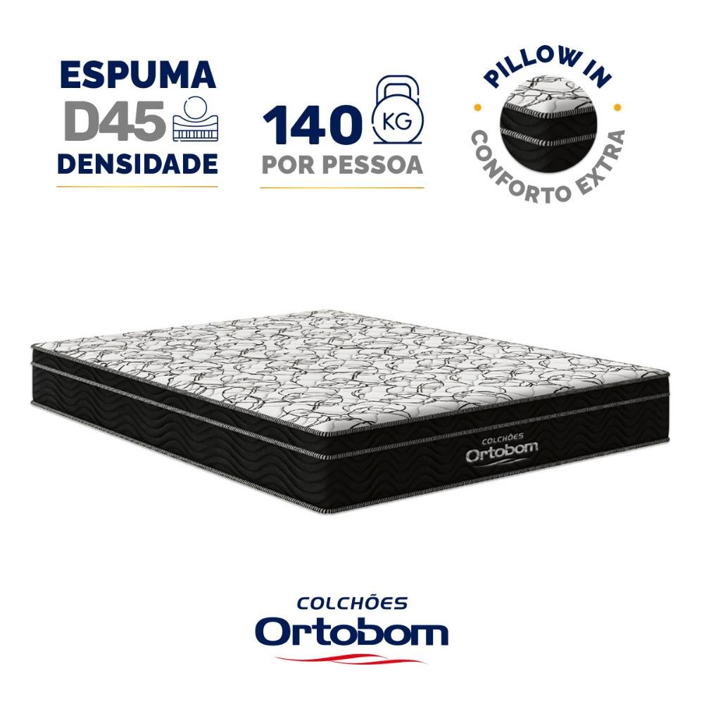 Cama Box Baú com Colchão de Espuma D45 Ortobom Airtech Ortopillow 150 D45 Queen 158cm - 5