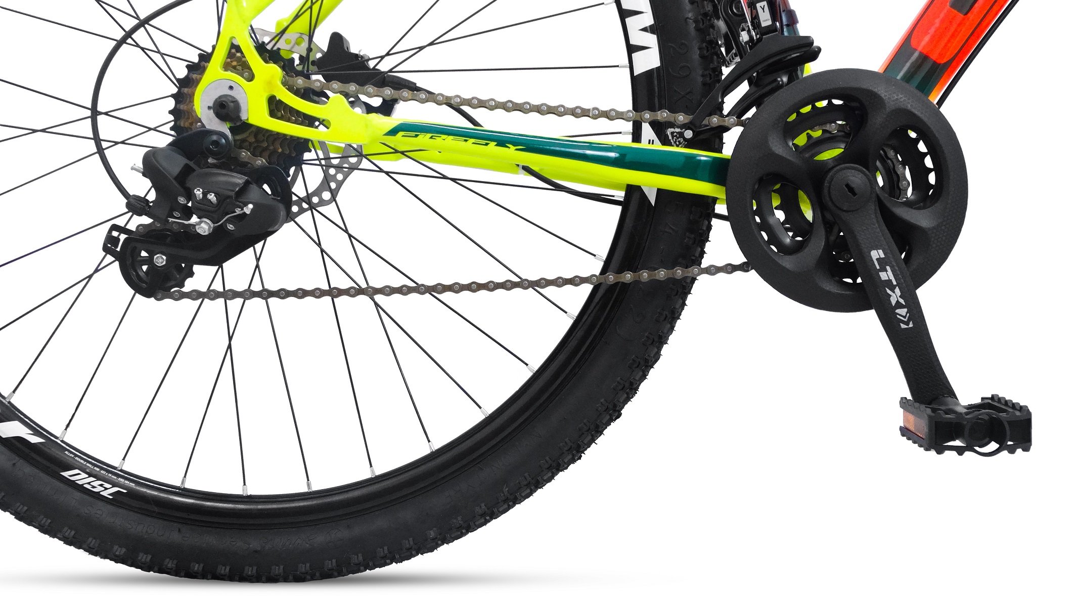 BICICLETA MOUNTAIN BIKE ARO 29 OFF FIREFLY 24 MARCHAS LARANJA VERDE TAM.19 - 3