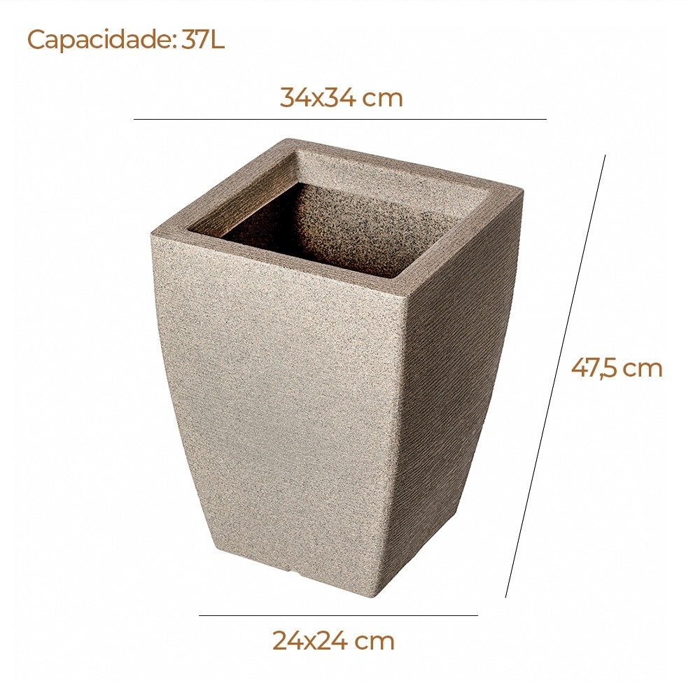 Vaso Planta Grande Polietileno Tradicional Grafiato Resistente de 37L - 2